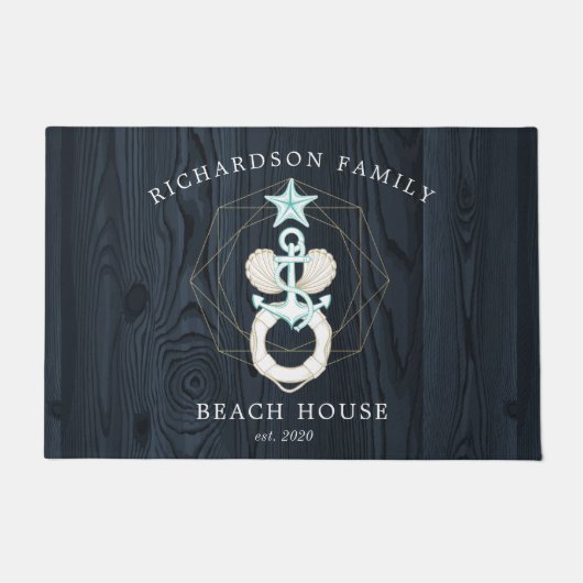 turquoise-monogram aan de kust deurmat (Voorkant)