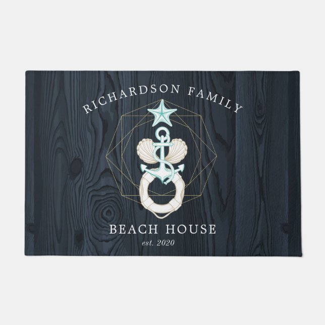 turquoise-monogram aan de kust deurmat (Voorkant)