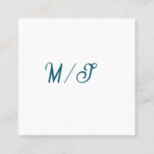 Turquoise monogram huwelijks koppel naam eenvoudig vierkante visitekaartje
