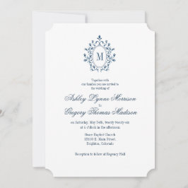 Turquoise Monogram Huwelijksuitnodiging Kaart