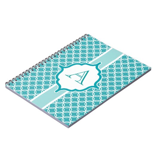 Turquoise Monogram Journal École Carnet cadeau (Côté gauche)