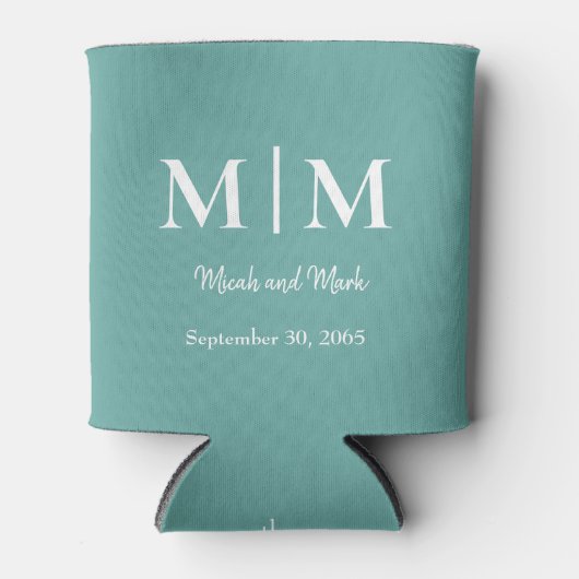 Turquoise Monogram & Names Wedding Koelbox Blikjeskoeler (Voorkant)