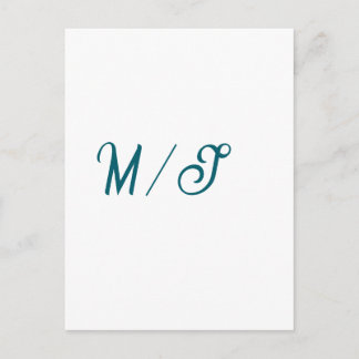 Turquoise monogram wedding couple name simple styl briefkaart