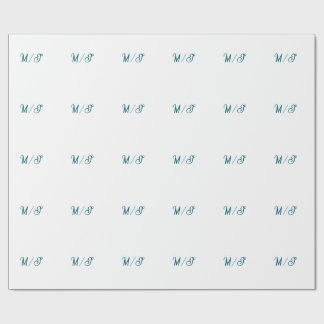 Turquoise monogram wedding couple name simple styl cadeaupapier
