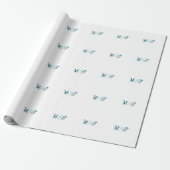 Turquoise monogram wedding couple name simple styl cadeaupapier (Uitgerold)