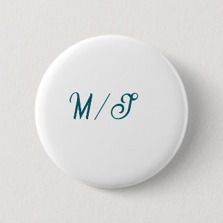 Turquoise monogram wedding couple name simple styl ronde button 5,7 cm