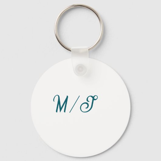 Turquoise monogram wedding couple name simple styl sleutelhanger (Voorkant)