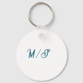 Turquoise monogram wedding couple name simple styl sleutelhanger (Achterkant)