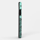 Turquoise Monogrammed Damask Polka Dots Pattern Case-Mate iPhone Case (Achterkant/rechts)