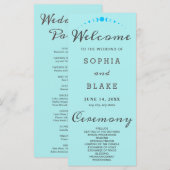 Turquoise Moon Phases Bord Blue Wedding Program (Voorkant / Achterkant)