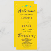 Turquoise Moon Phases Gold Wedding Programme (Devant / Derrière)