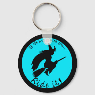 Turquoise Moon Witch Halloween Funny Sleutelhanger