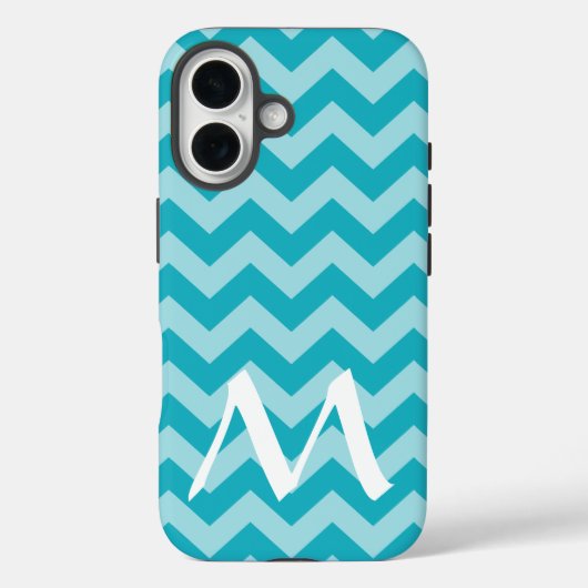 Turquoise Moroccan Moods Chevrons with Monogram Case-Mate iPhone Case (Achterkant)