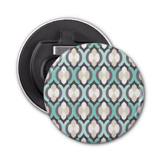 Turquoise Moroccan Pattern Button Flesopener (Voorkant)