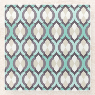 Turquoise Moroccan Pattern Glazen Onderzetter