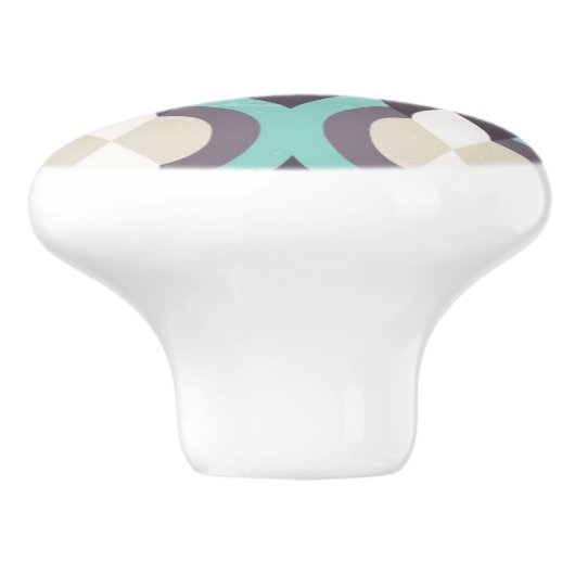 Turquoise Moroccan Pattern Keramische Knop (Zijkant)