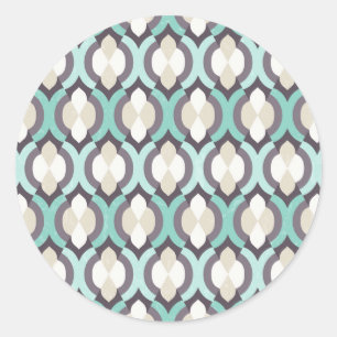 Turquoise Moroccan Pattern Ronde Sticker