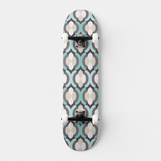 Turquoise Moroccan Pattern Skateboard (Voorkant)