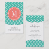 Turquoise Moroccan Tiles Lattice Personalized Visitekaartje (Voorkant / Achterkant)