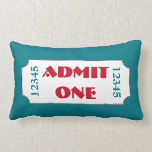Turquoise Movie Ticket Cinema Pillow Kussen