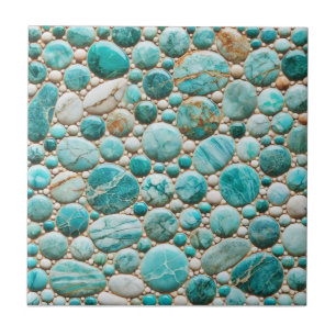 Turquoise Mozaïek Pebble Design Keramische Tegel Tegeltje