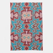 Turquoise Multi Southwest geïnspireerde vormen Theedoek (Verticaal)