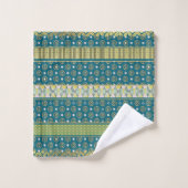 Turquoise multimotif, couleur citron et citron ver (Gant de toilette)
