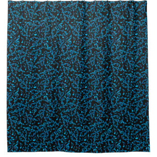 Turquoise-Muzieknoten op Black Shower Curtain Douchegordijn