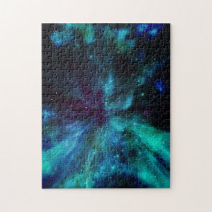 Turquoise N Blue Nebula en Stars Legpuzzel
