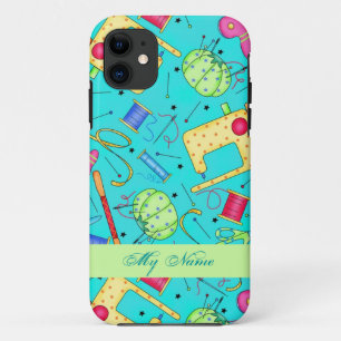 Turquoise naaikunst gepersonaliseerde iPhone 5 Hoe 11 Hoesje