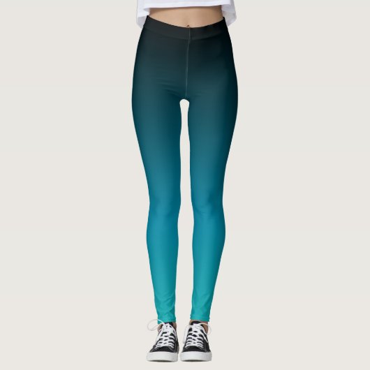 Turquoise naar Black Ombre Leggings (Voorkant)