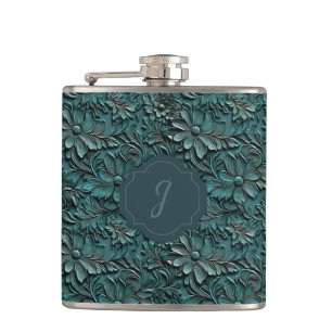 Turquoise namaak gereedschap leer vinyl heupfles