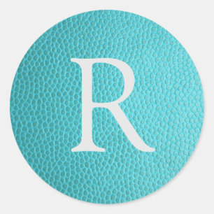 turquoise namaakleren monogram ronde sticker