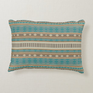 Turquoise Native Tribal Pattern Accent Kussen