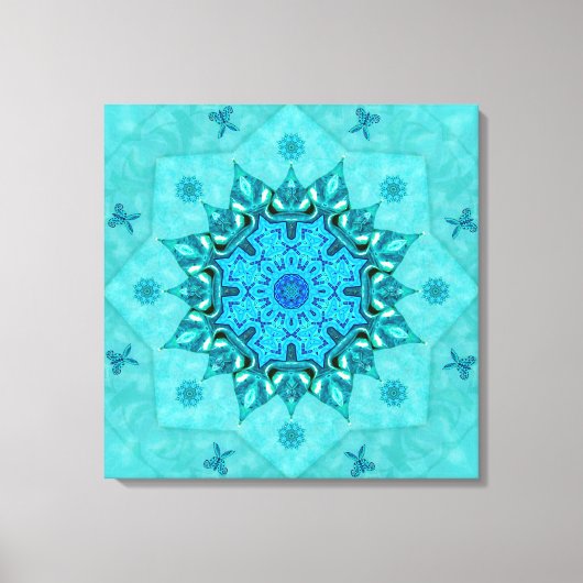 Turquoise Natuur Mandala Canvas Print (Voorkant)