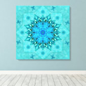 Turquoise Natuur Mandala Canvas Print (Insitu (Houten vloer))