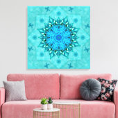 Turquoise Natuur Mandala Canvas Print (Insitu (Woonkamer))