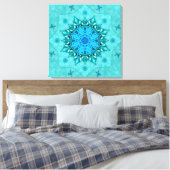 Turquoise Natuur Mandala Canvas Print (Insitu (Slaapkamer))