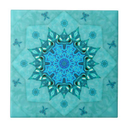 Turquoise Natuur Mandala Ceramic Tile Tegeltje