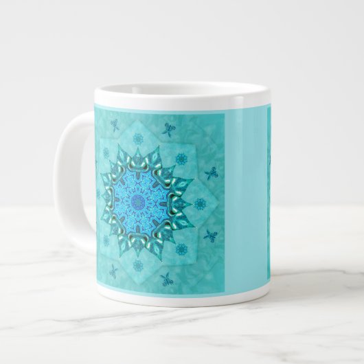 Turquoise Natuur Mandala Coffee Mok (Voorkant links)