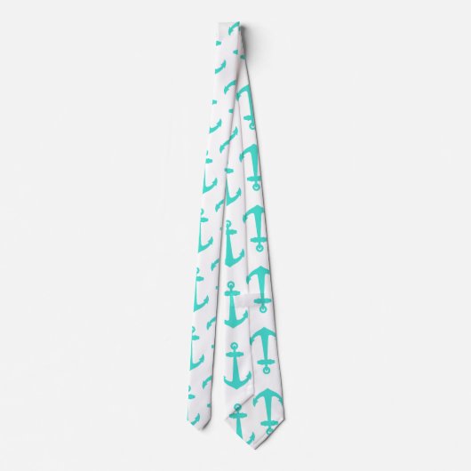 Turquoise Nautical Anchor Stropdas (Achterkant)