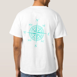 Turquoise Nautical Compass Roos T-shirt