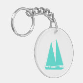 Turquoise Nautical Sailboot Sleutelhanger (Voorkant Links)
