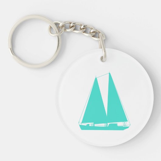 Turquoise Nautical Sailboot Sleutelhanger (Voorkant)
