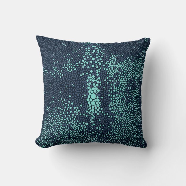 Turquoise & Navy blue Shagreen Kussen (Voorkant)