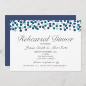 Turquoise Navy Gray Polka Dot Rehearsal Dinner Kaart (Voorkant / Achterkant)