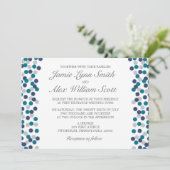 Turquoise Navy Gray Polka Dot Wedding Invitation Kaart (Staand voorkant)