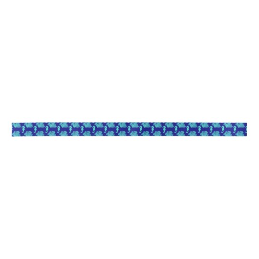 Turquoise Navy Seahorse Coastal Pattern Lint (Voorkant)