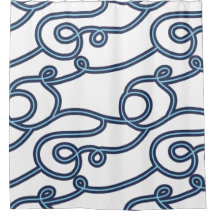 Turquoise, Navy & White Beach Thème Douche rideau