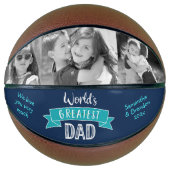 Turquoise Navy Worlds Grootste Papa Bold Typografi Basketbal (Voorkant)